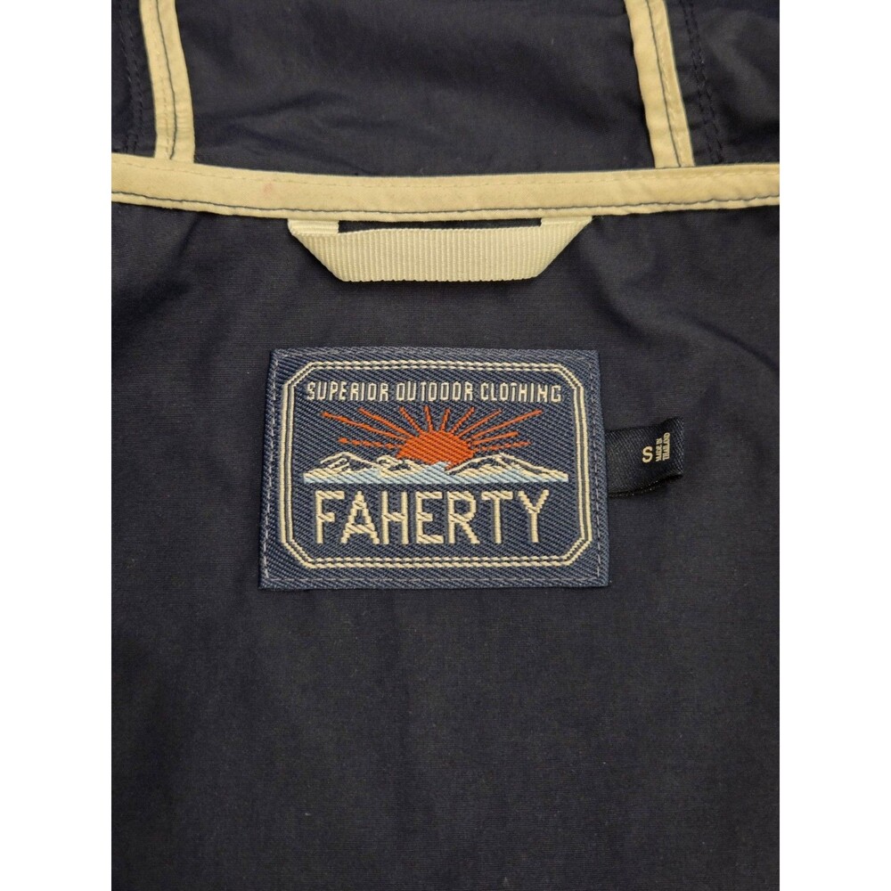 Faherty Surf Stripe Packable Jacket Mens Small Navy Hooded Full Zip Boat Yacht - Picture 6 of 9